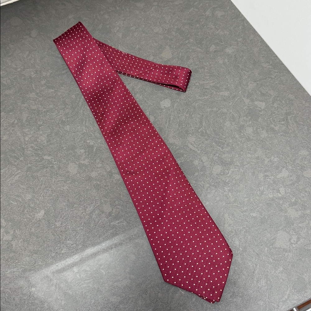 Men’s Dots Silk Tie Burgundy
